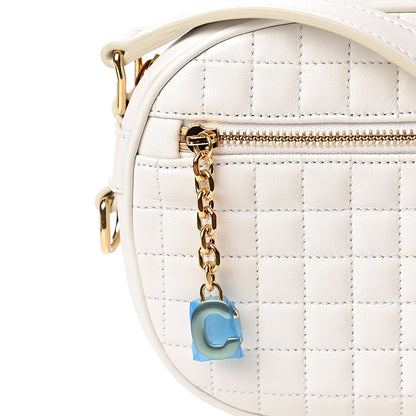 Celine Calfskin Quilted Small C Charm Bag White 10 of 10