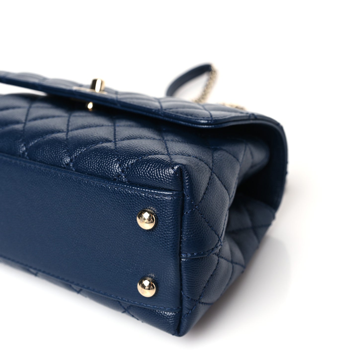 Caviar Quilted Lizard Embossed Mini Coco Handle Flap Navy Blue