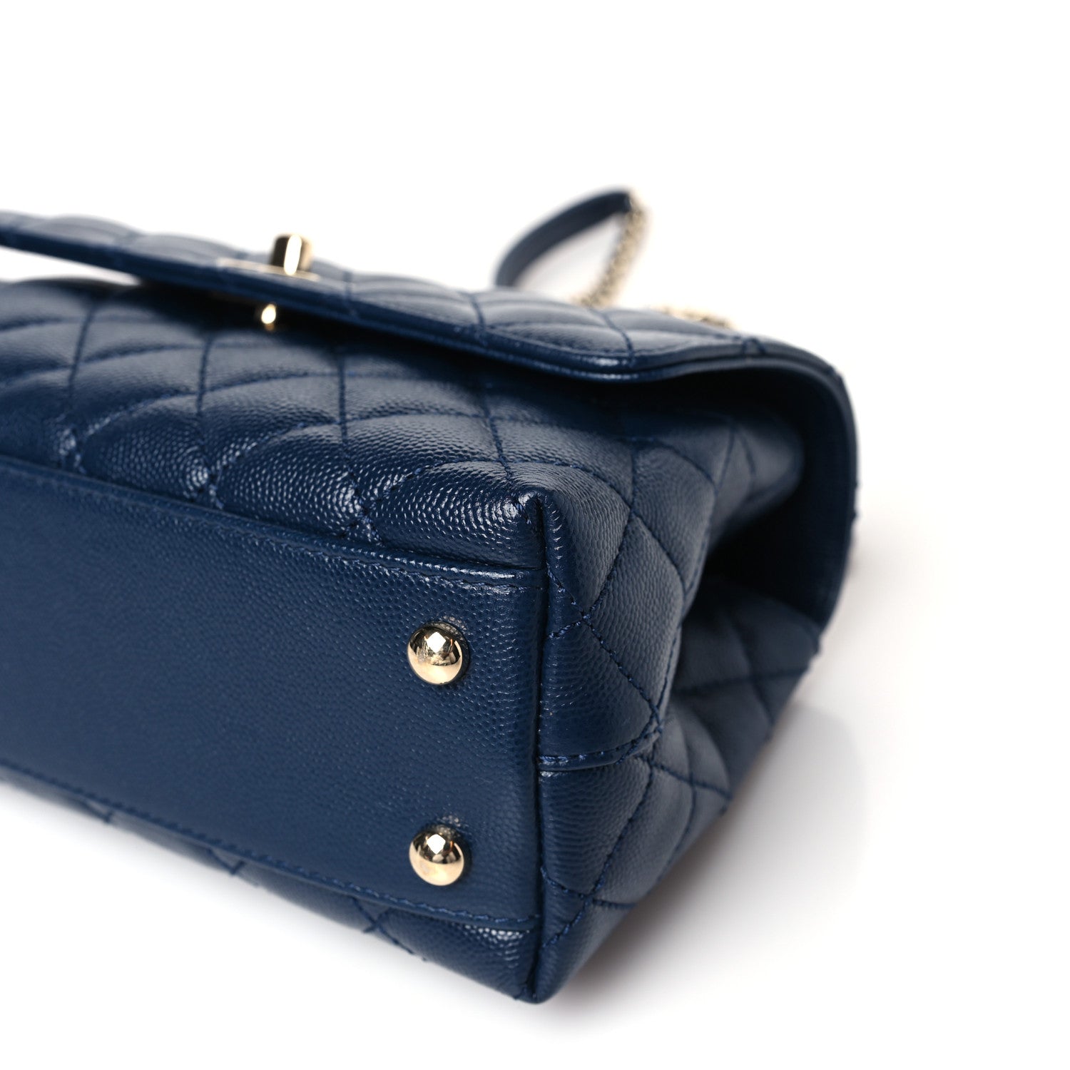 Chanel Caviar Quilted Lizard Embossed Mini Coco Handle Flap Navy Blue 9 of 9