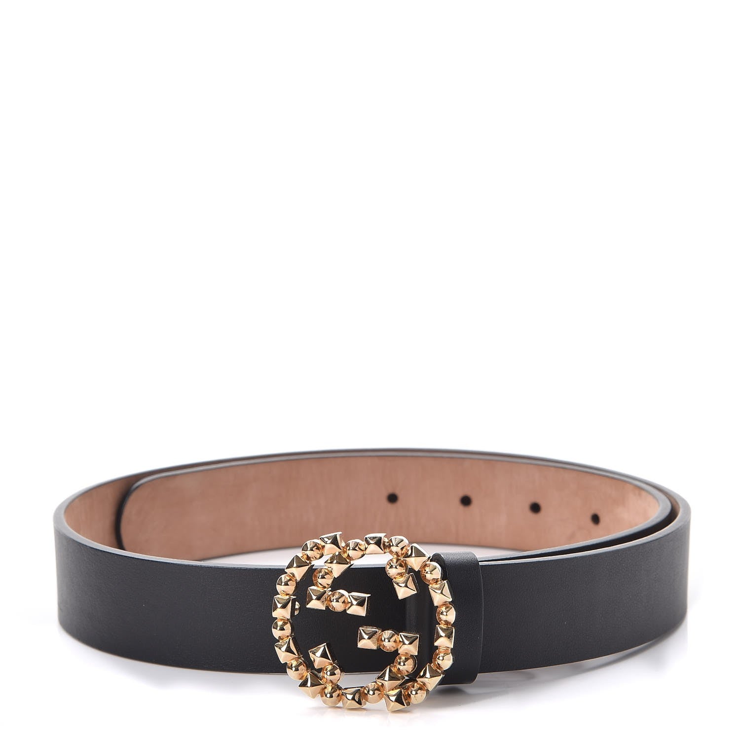 Gucci Calfskin Studded Interlocking G Belt 80 32 Black 1 of 9