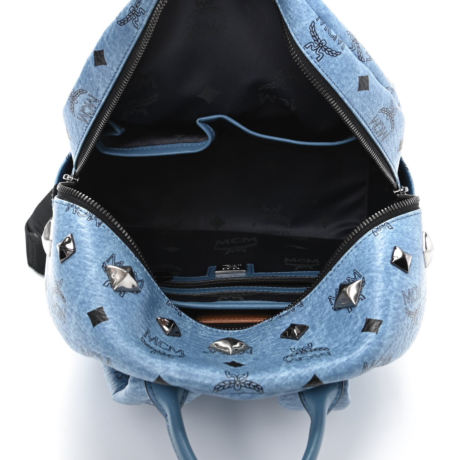 MCM Visetos Studded Small Stark M Backpack Blue 5 of 9