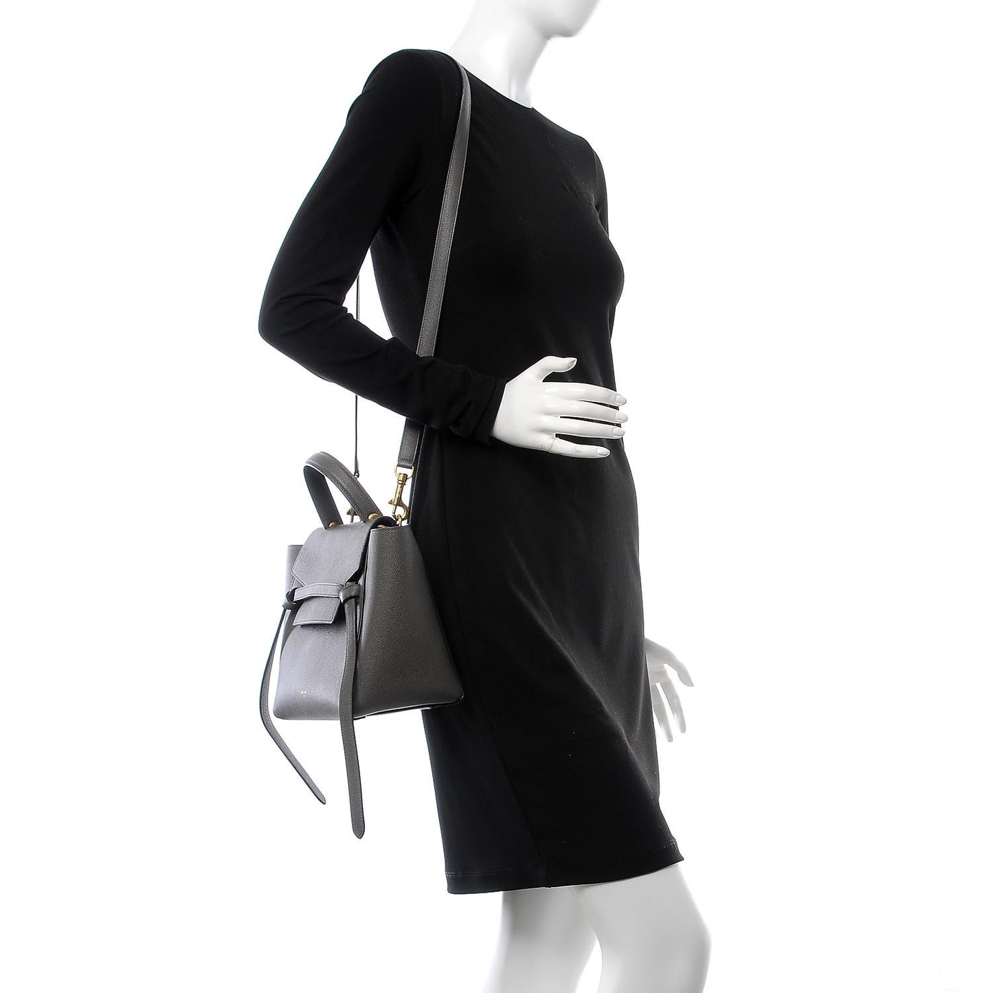 Baby Grained Calfskin Micro Belt Bag Grey