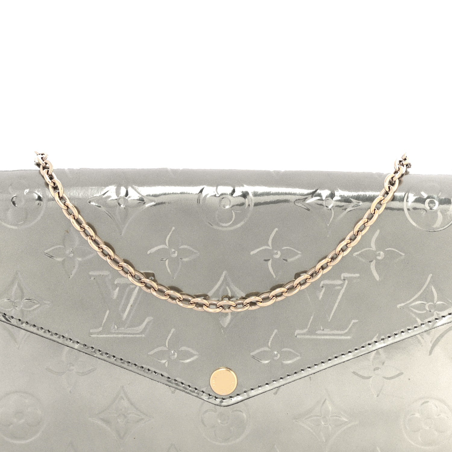 Louis Vuitton Vernis Felicie Pochette Chain Wallet Gris Metal 9 of 12