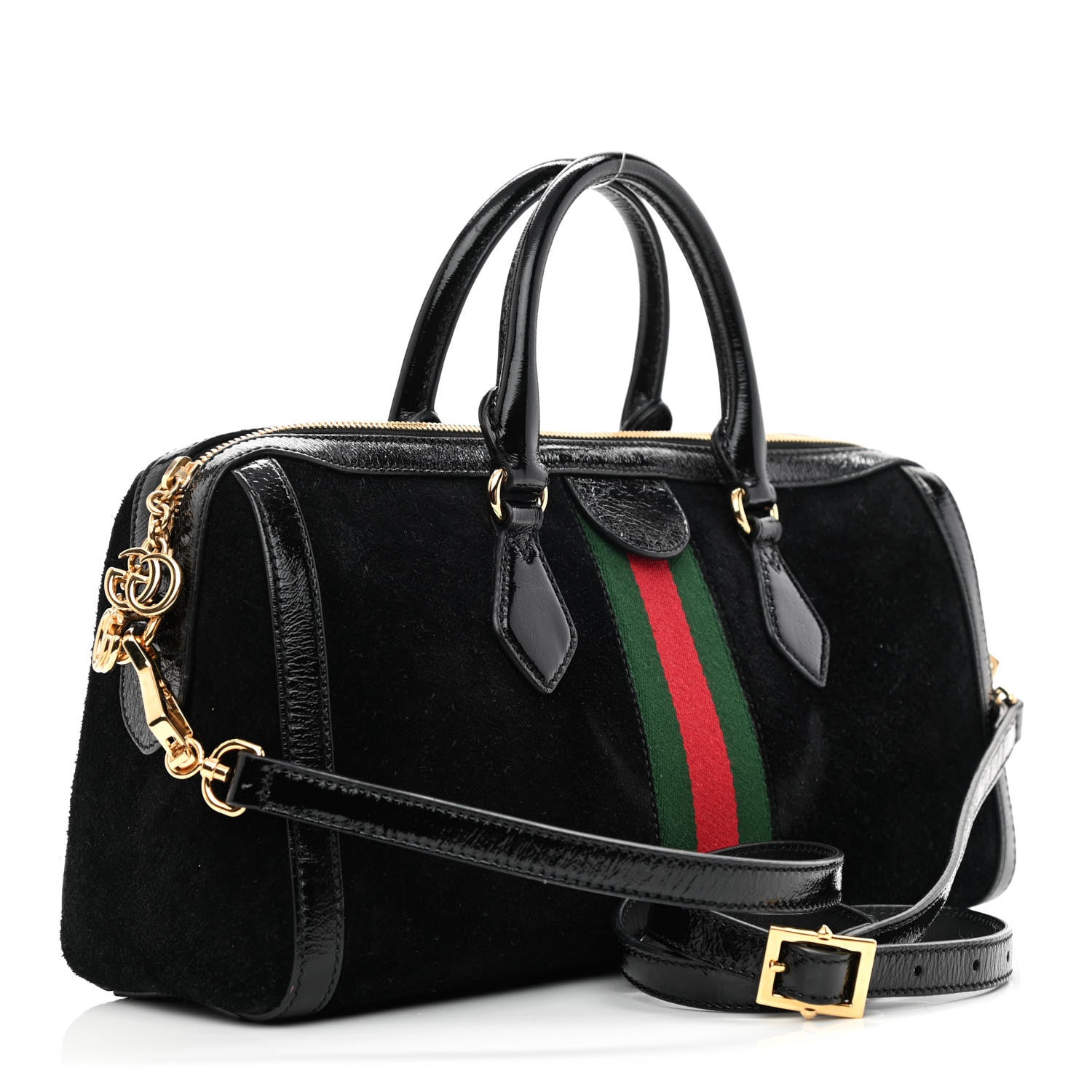 Gucci Suede Patent GG Web Medium Ophidia Boston Black 3 of 13