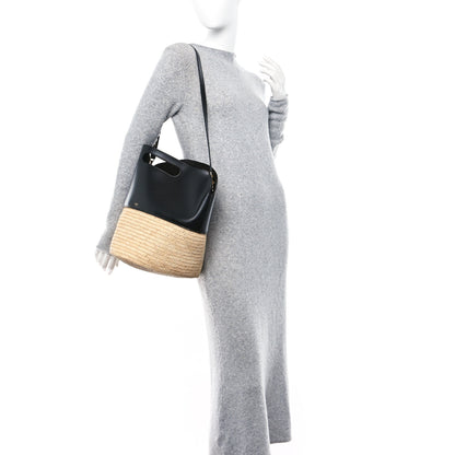 Celine Raffia Calfskin Basket Bag Natural Black 2 of 13