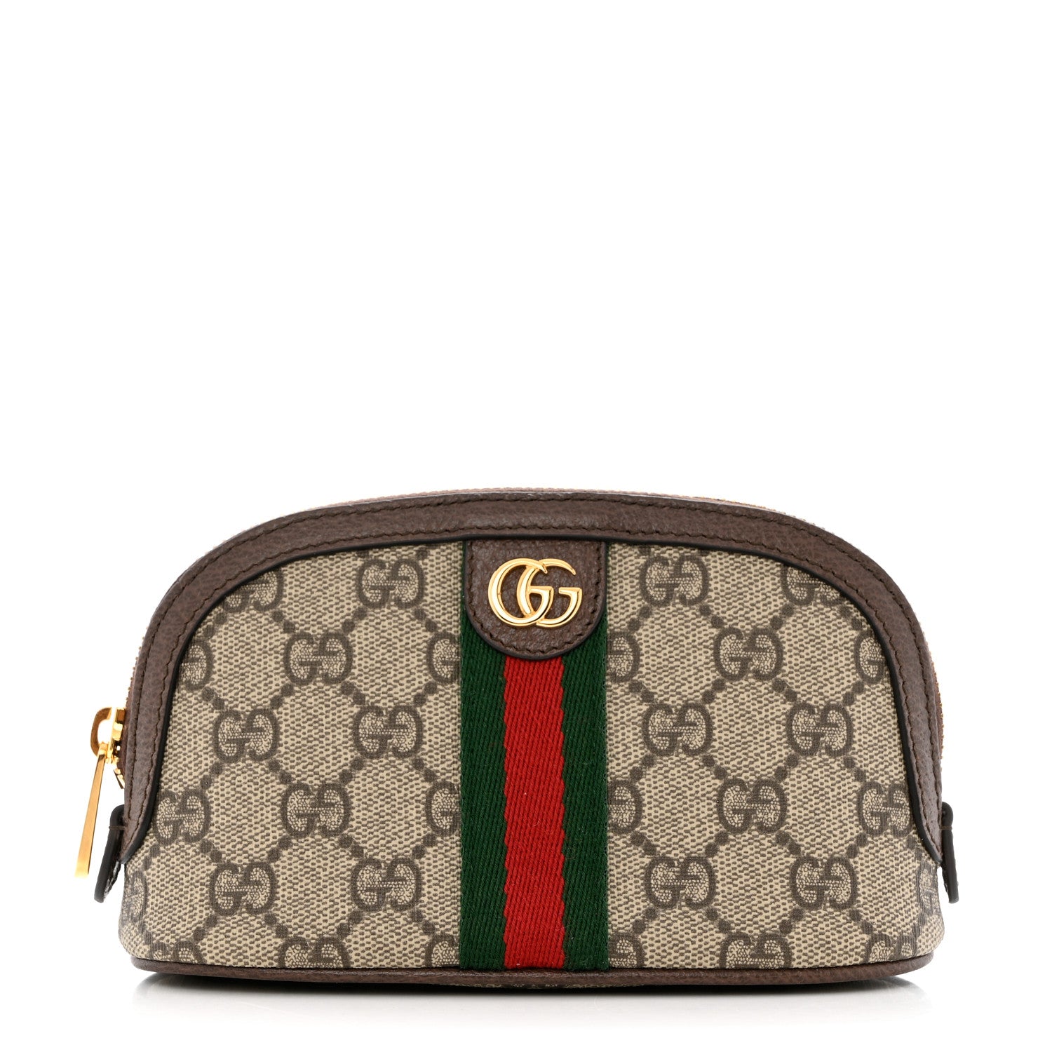 Gucci GG Supreme Monogram Textured Calfskin Web Medium Ophidia Cosmetic Case Beige Ebony New Acero 1 of 8