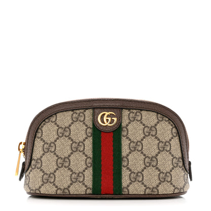 Gucci GG Supreme Monogram Textured Calfskin Web Medium Ophidia Cosmetic Case Beige Ebony New Acero 1 of 8