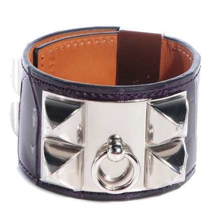 Hermes Shiny Alligator Collier De Chien CDC Bracelet Small Amethyst 1 of 8