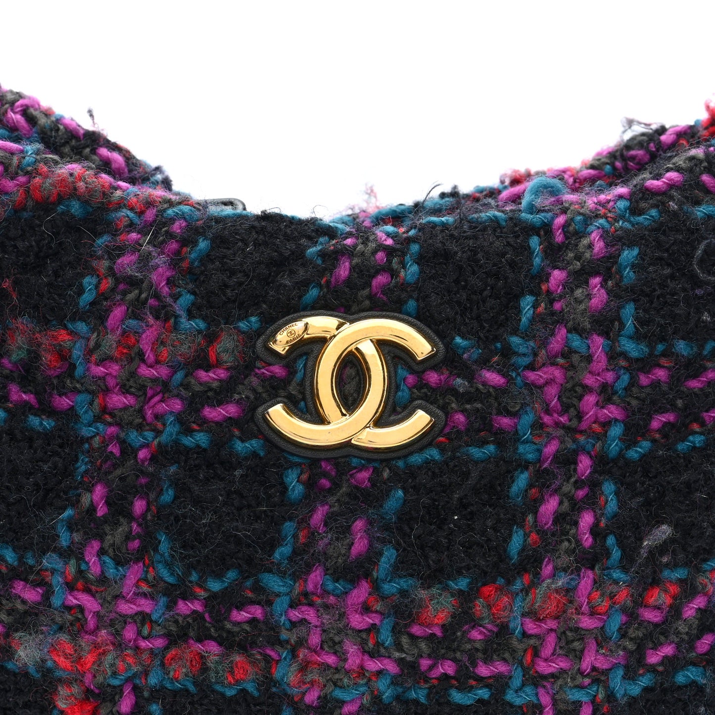 Cashmere Tweed Quilted CC Links Hobo Purple Multicolor