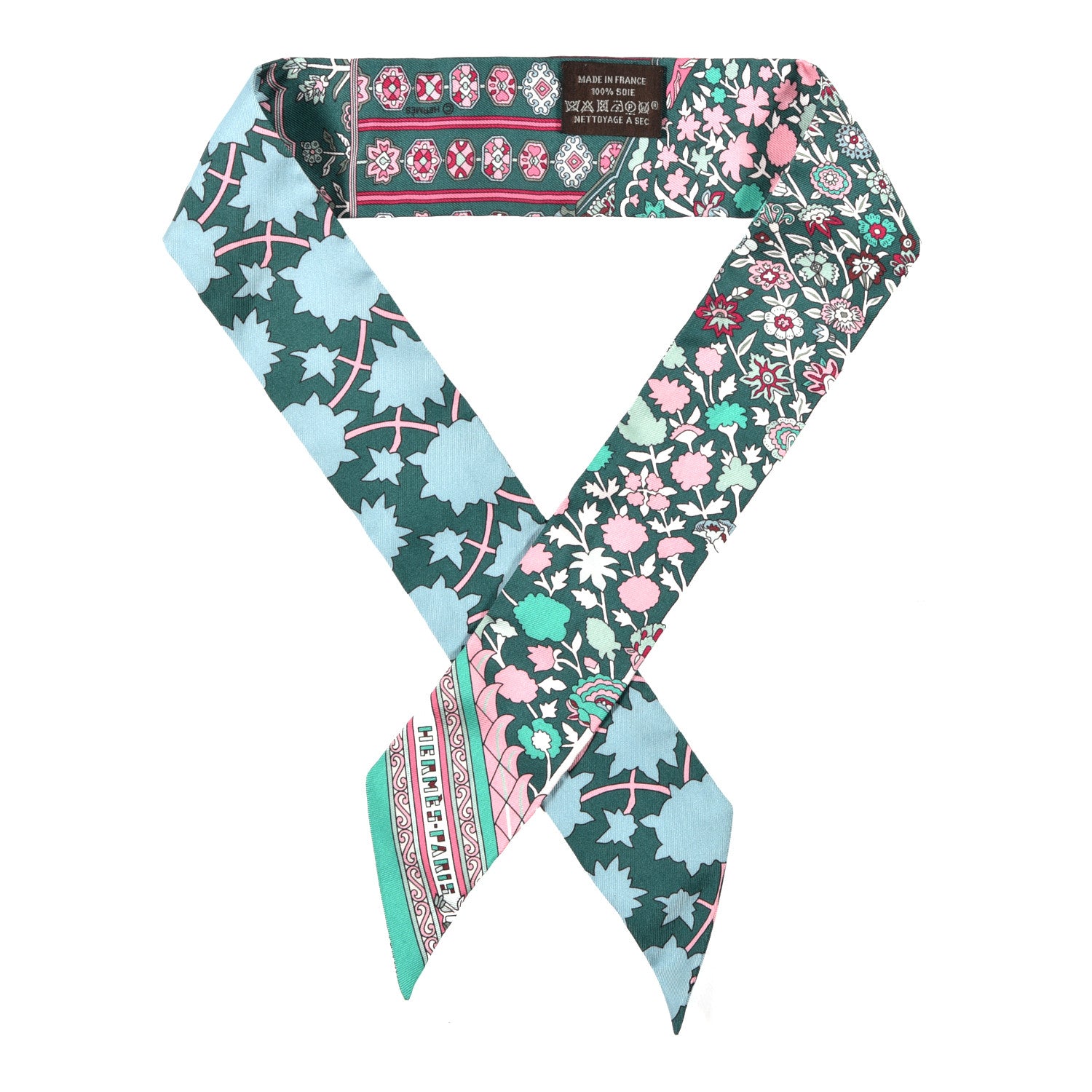Hermes Silk Tapis Persans Twilly Lagon Vert Rose 1 of 4