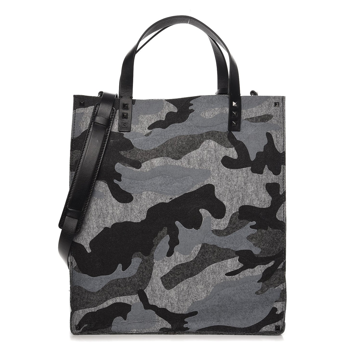 Felt Camouflage Rockstud Vertical Tote Grey