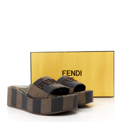 Fendi Jacquard Womens FF Sunshine Flatform Slide Sandals 38 Tabacco Black 9 of 9