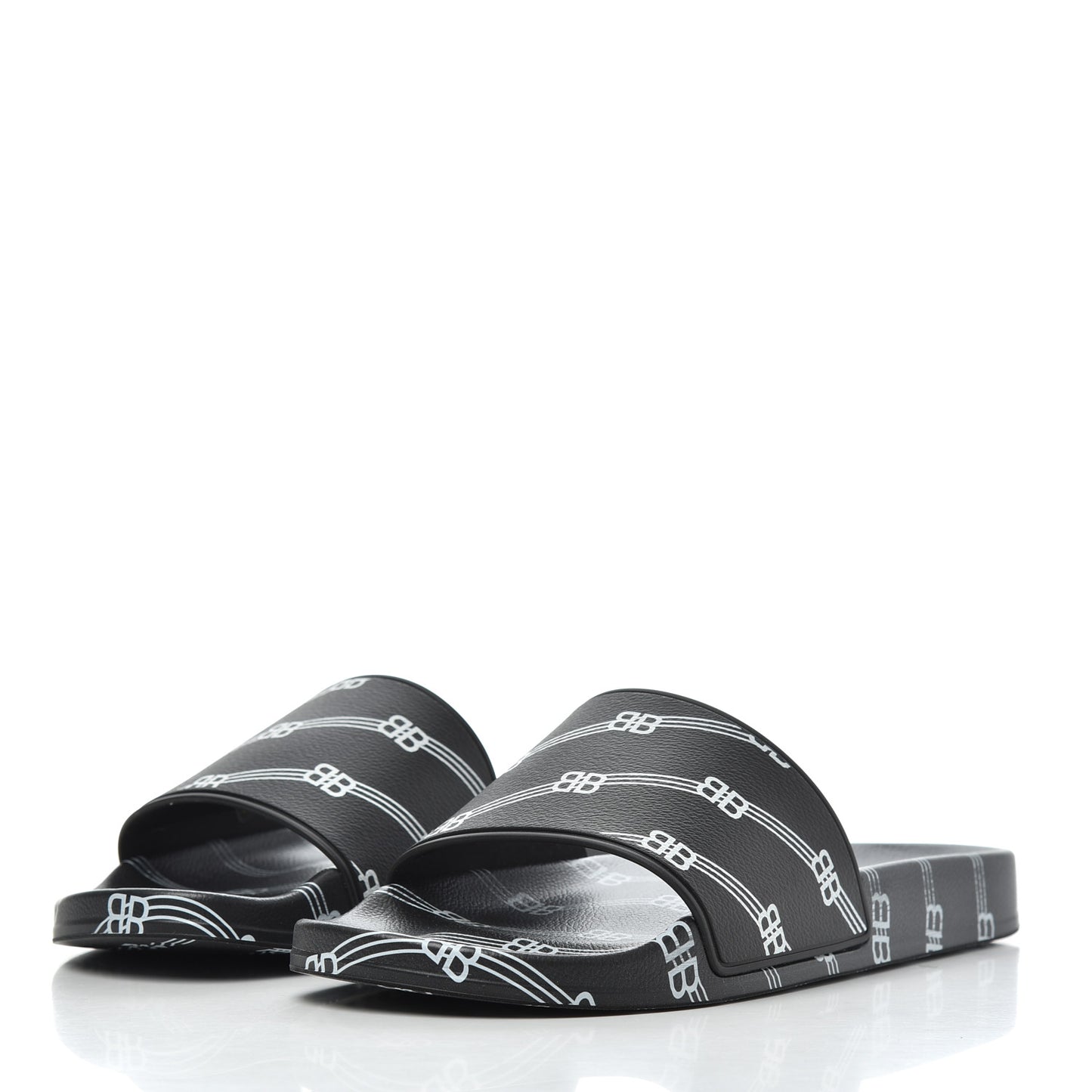 Rubber License Logo Print Mens Pool Slide Sandals 42 Black White