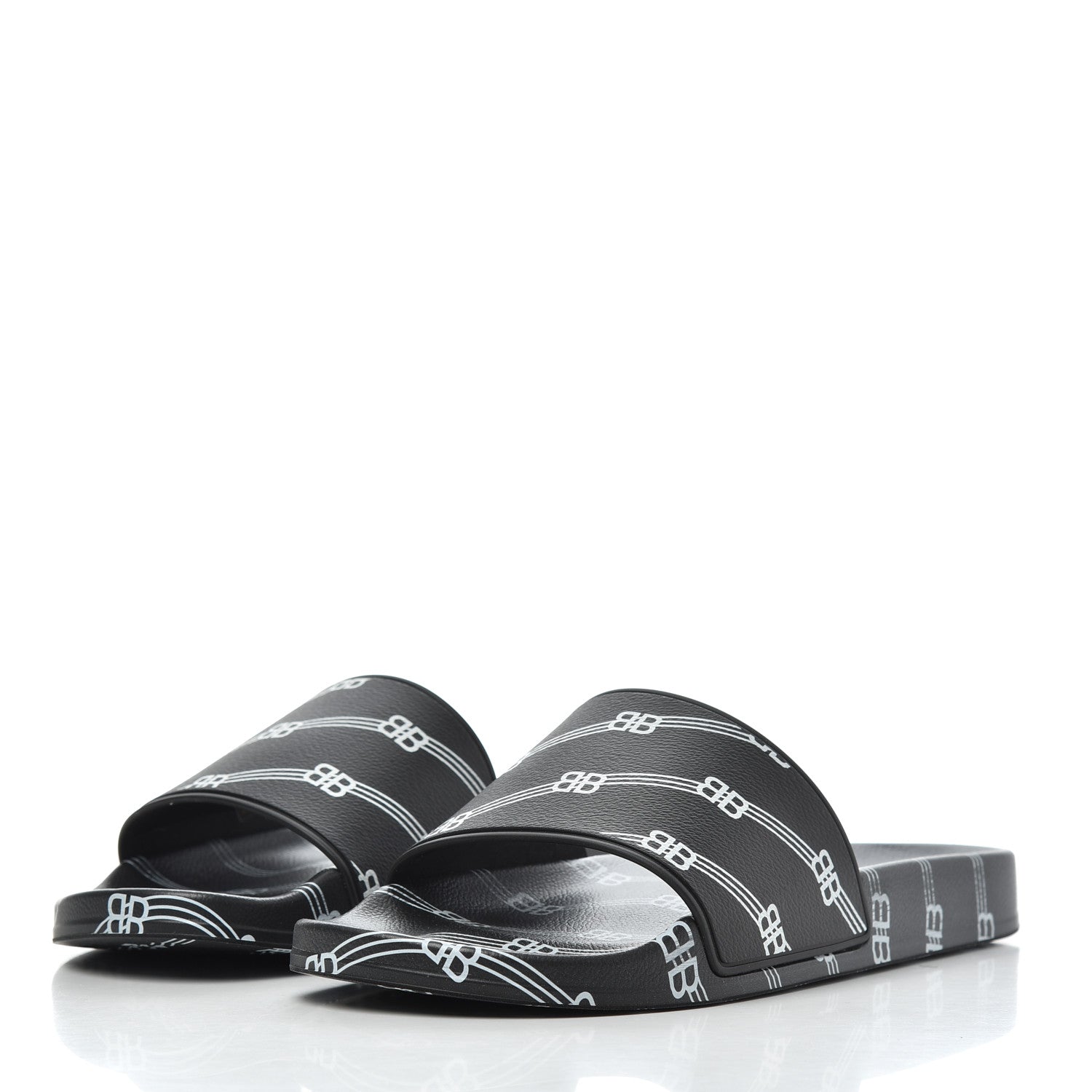 Balenciaga Rubber License Logo Print Mens Pool Slide Sandals 42 Black White 3 of 9