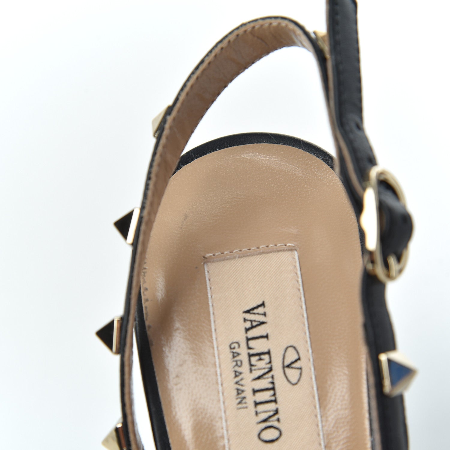 Valentino Garavani Pebbled Calfskin Rockstud Half d'Orsay Slingback 85mm Pumps 37.5 Black 11 of 12