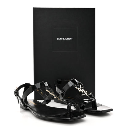 Saint Laurent Vitello Vernice Soft Cassandra 05 Monogram Sandals 35.5 Black 11 of 11