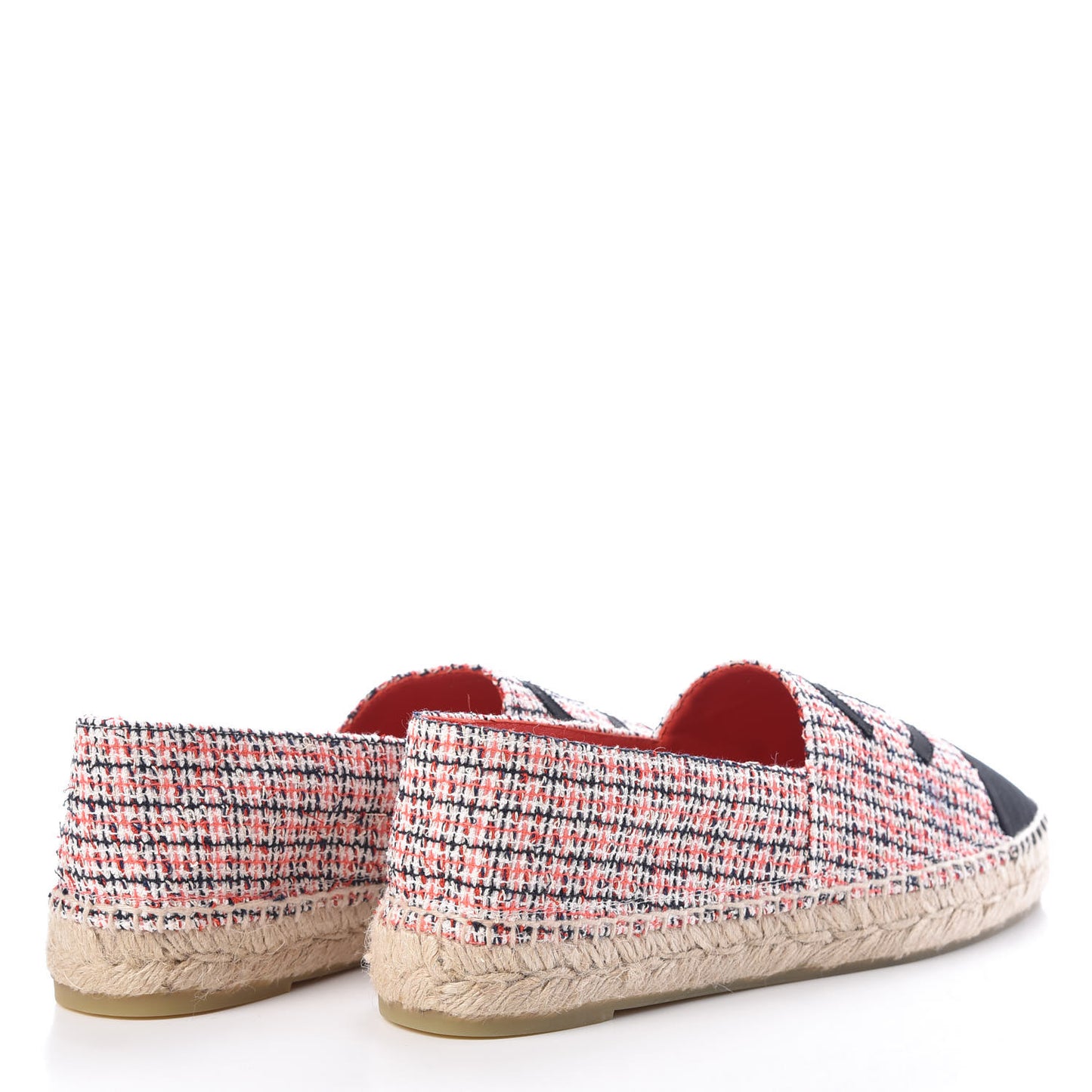 Tweed Grosgrain CC Espadrilles 40 Red Black White