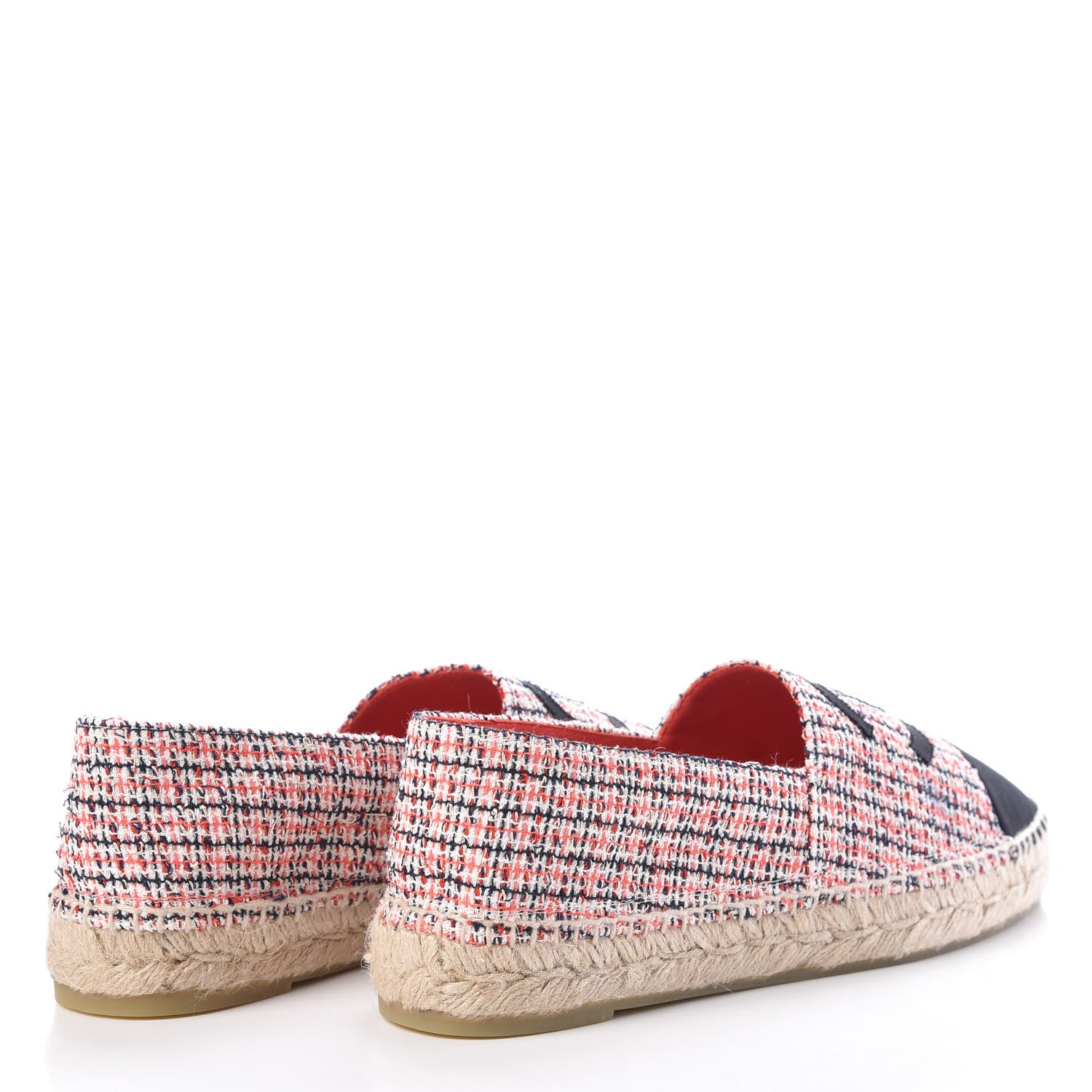 Chanel Tweed Grosgrain CC Espadrilles 40 Red Black White 4 of 8