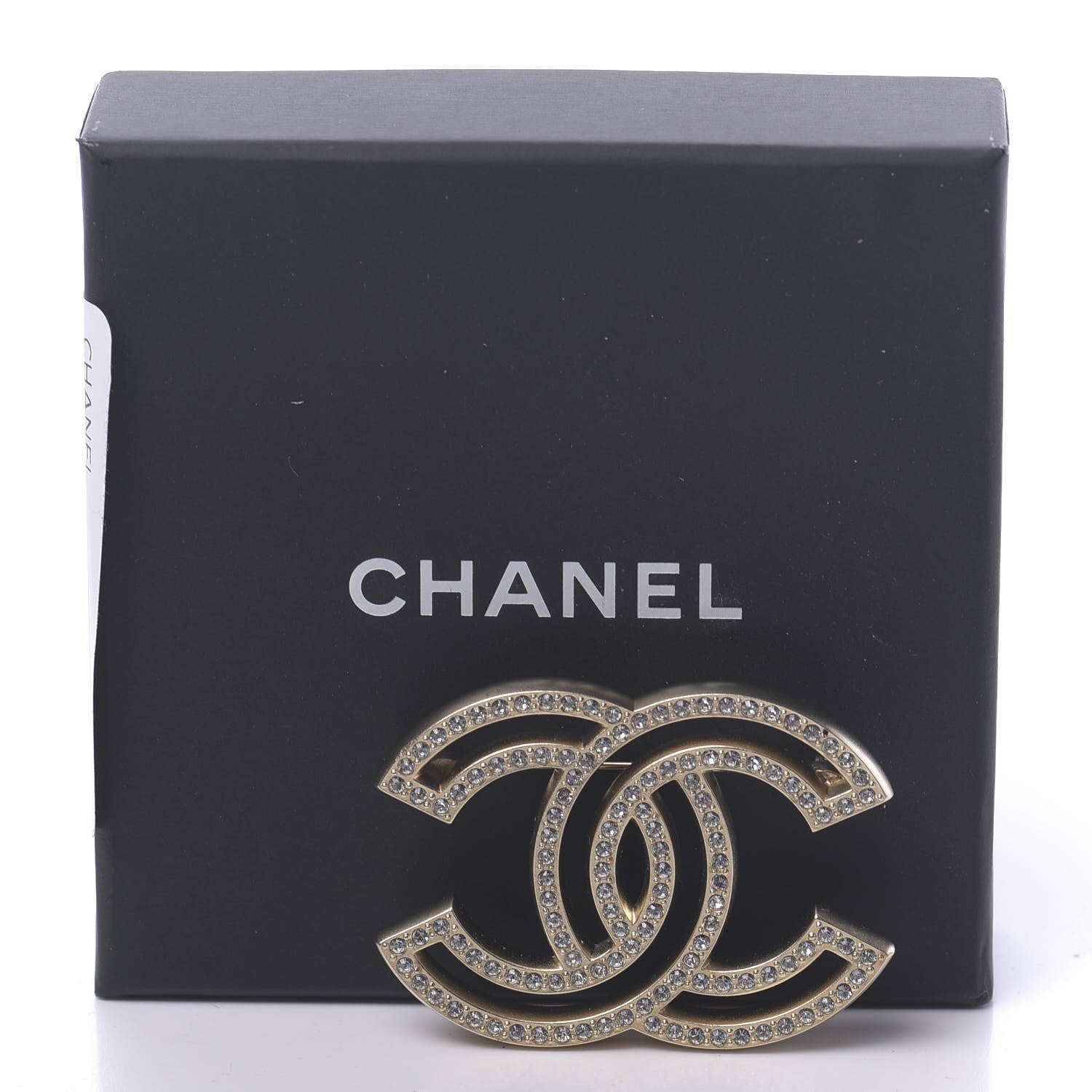Chanel Crystal CC Brooch Light Gold 5 of 5