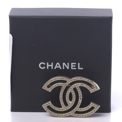 Chanel Crystal CC Brooch Light Gold 5 of 5