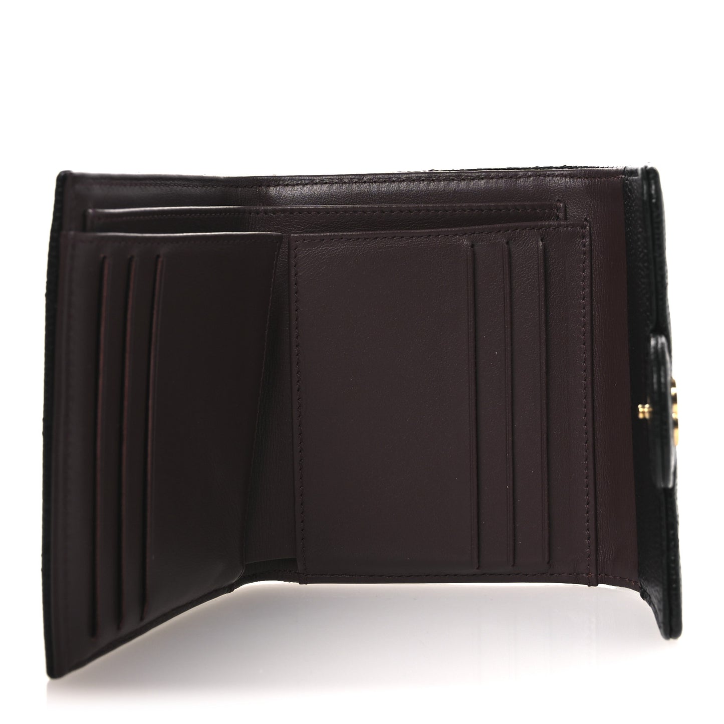 Caviar Quilted Compact Flap Wallet Black