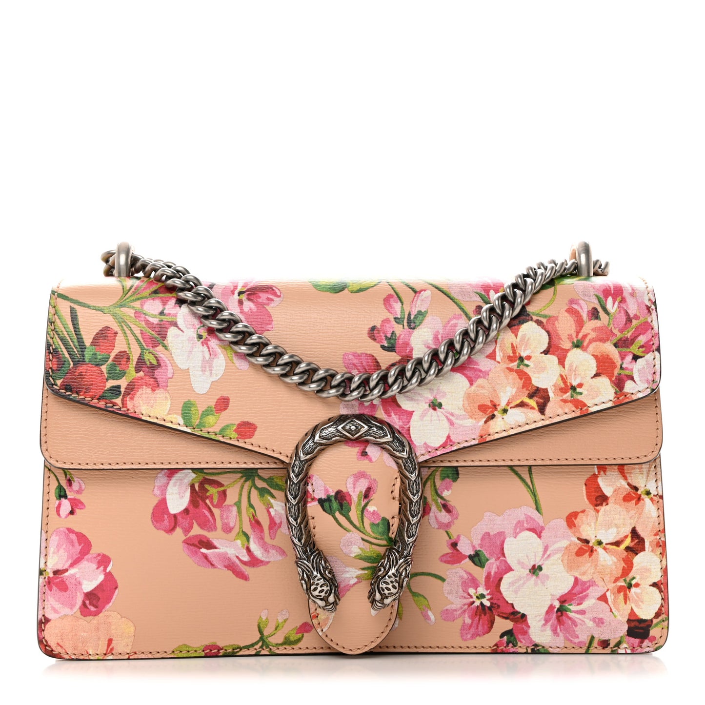 Calfskin Blooms Print Small Dionysus Shoulder Bag Pink Apricot Multicolor