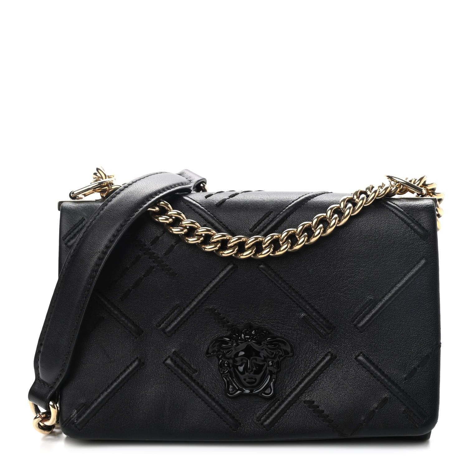 Versace Nappa Palazzo Quilted Shoulder Bag Black 1 of 11
