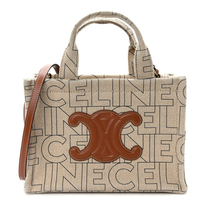 Celine Canvas Calfskin All Over Print Small Cabas Thais Natural Tan 1 of 10