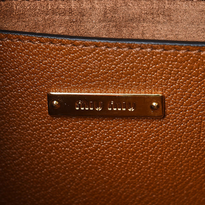 Miu Miu Goatskin Madras Soft Calf Crystal Embellished Shoulder Bag Brandy 6 of 6