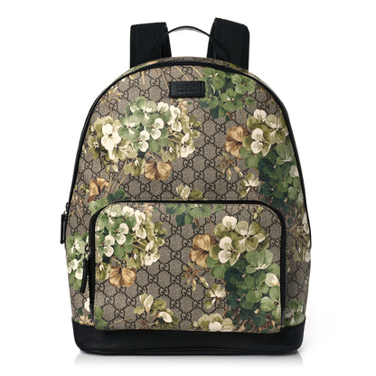 Gucci GG Supreme Monogram Blooms Medium Day Backpack Beige New Military Black 1 of 8