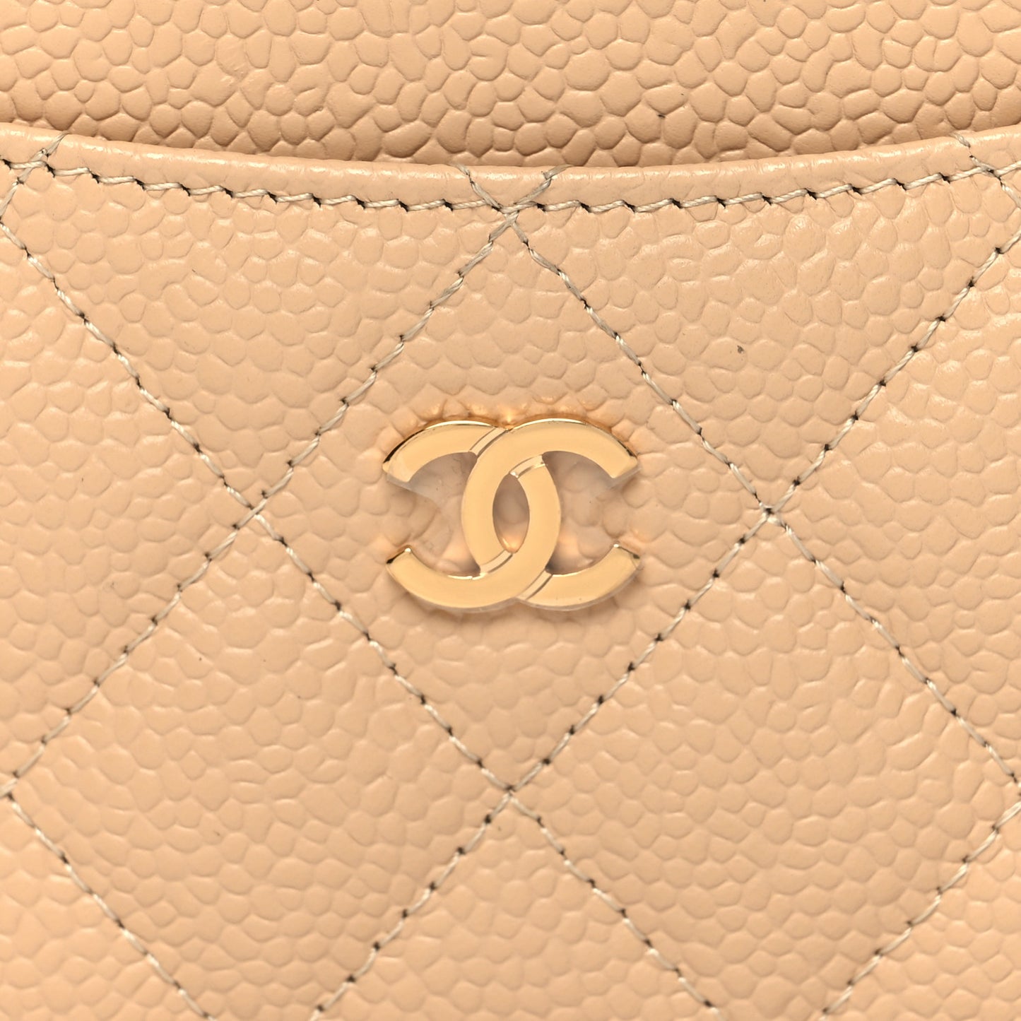 Caviar Quilted Card Holder Beige