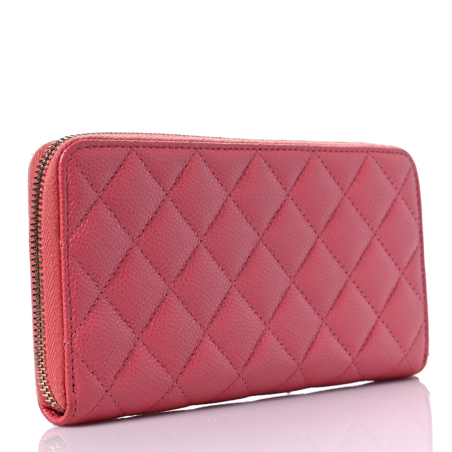 Caviar Quilted Large Gusset Zip Around Wallet Pink