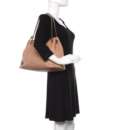 Gucci Pebbled Calfskin Medium Soho Chain Shoulder Bag Rose Beige 2 of 10
