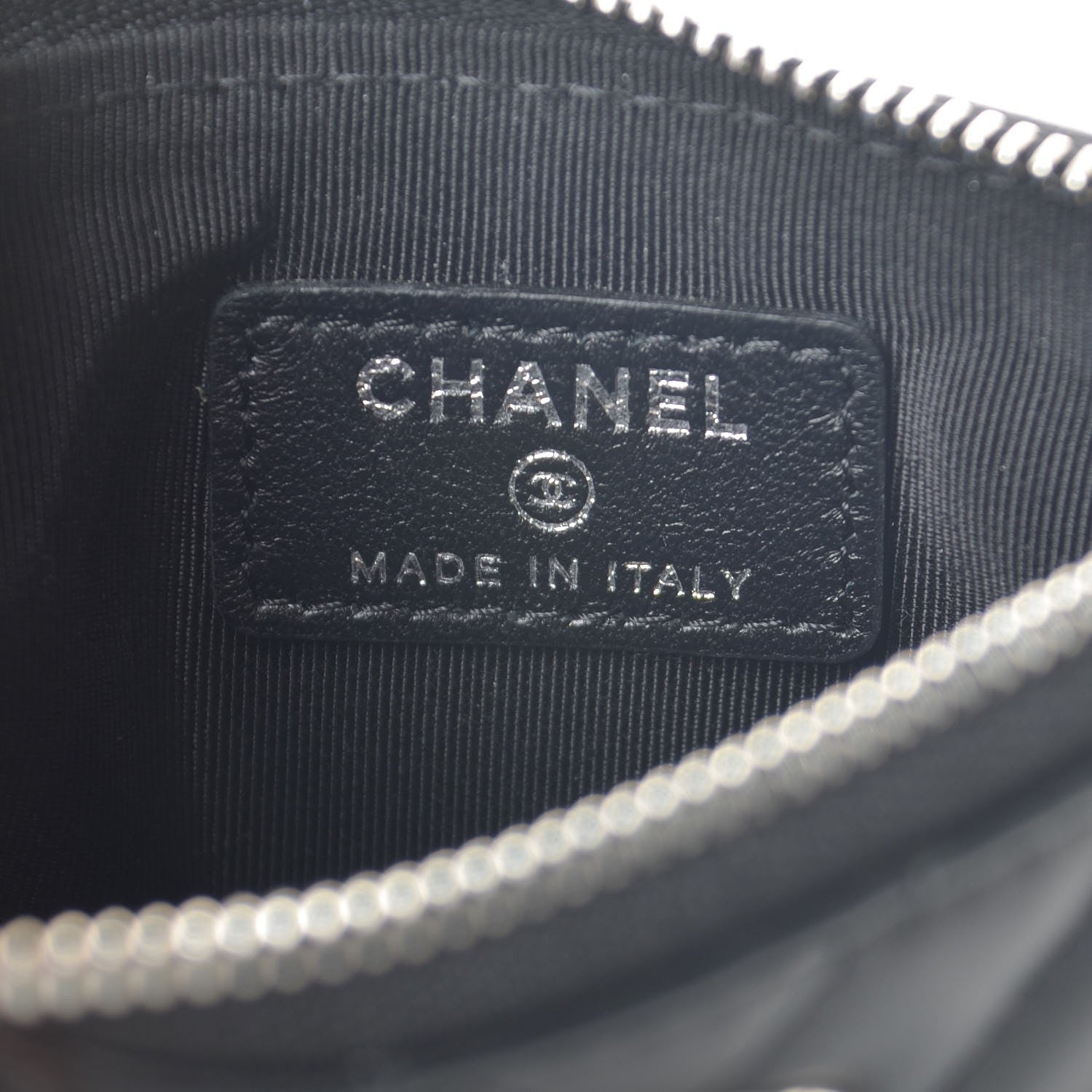 Chanel Lambskin Chevron Quilted Studded Small Cosmetic Case Black 6 of 8