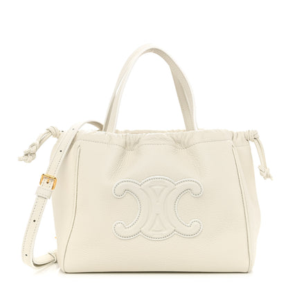 Celine Calfskin Cuir Small Triomphe Cabas Drawstring White 1 of 9