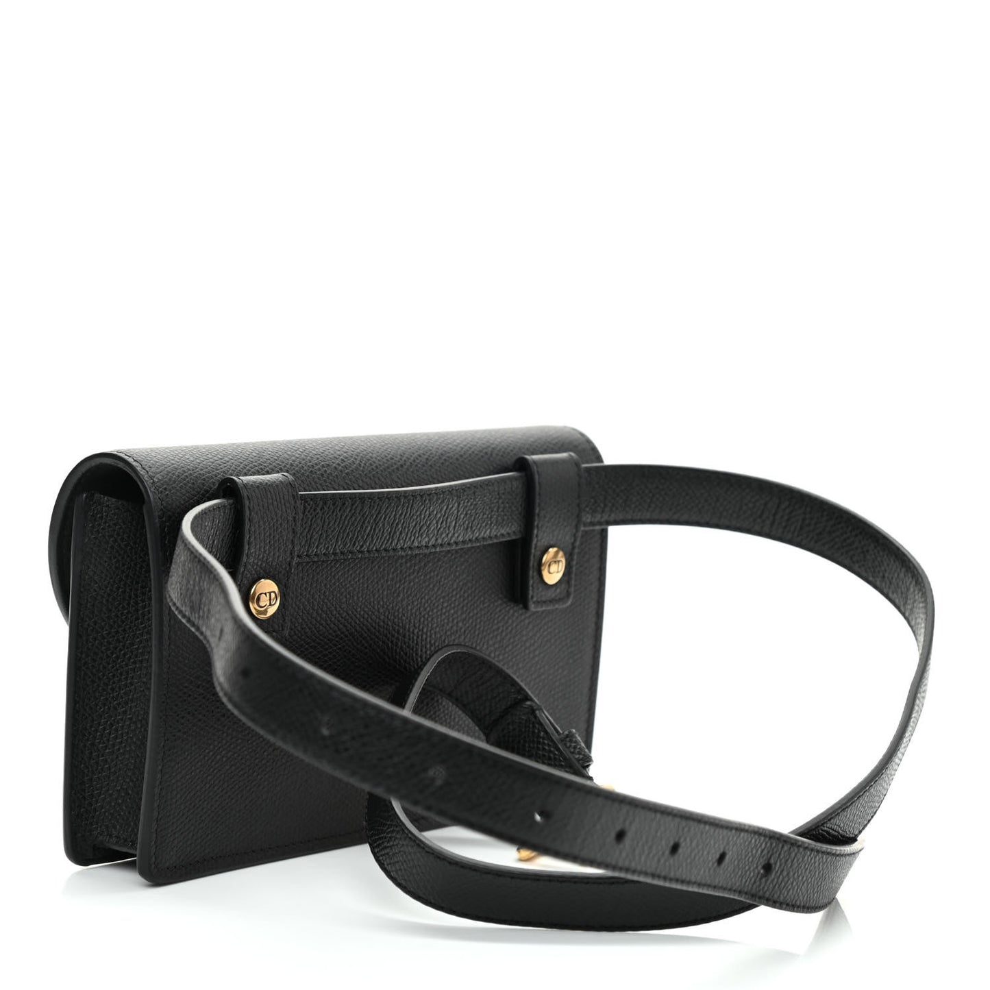 Grained Calfskin Saddle Belt Bag Black