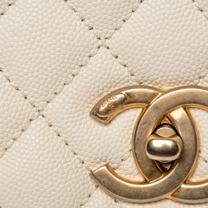 Chanel Caviar Quilted Small Coco Handle Flap White 6 of 9