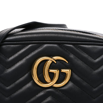 Gucci Calfskin Matelasse Small GG Marmont Chain Shoulder Bag Black 8 of 12