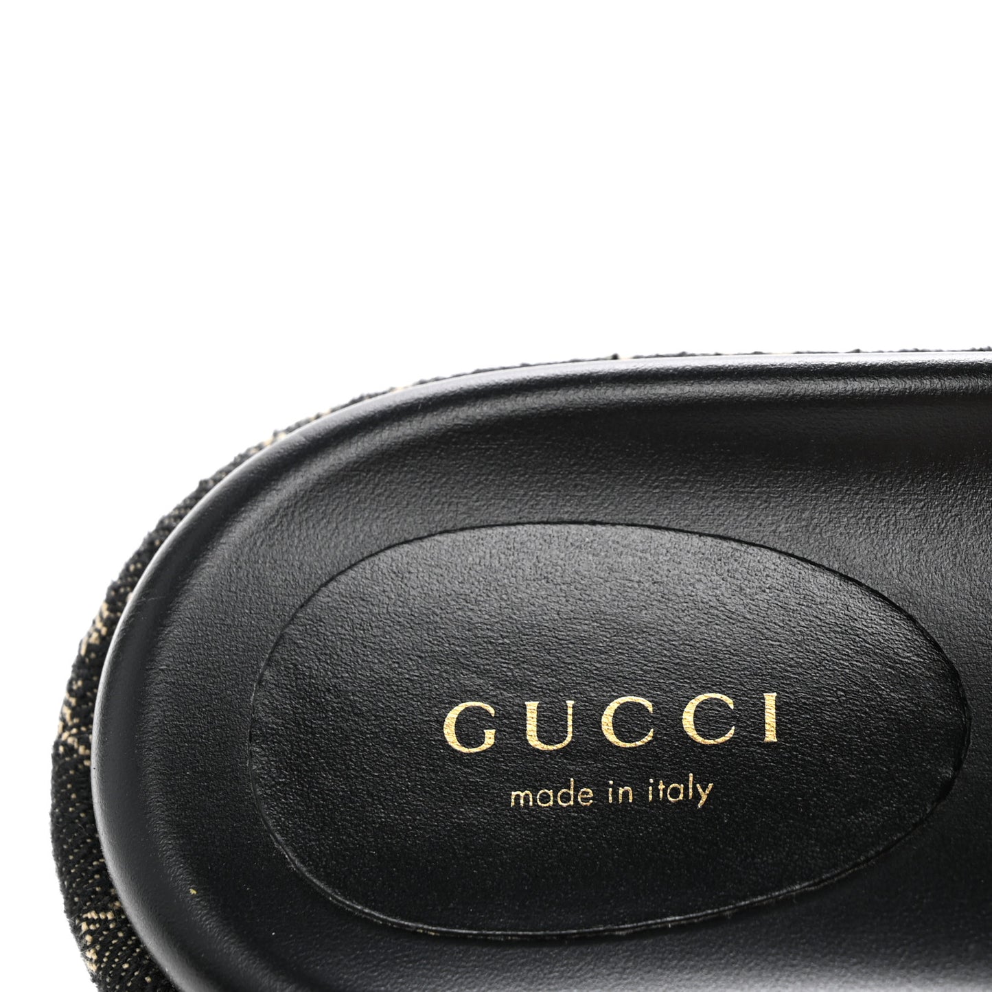 Jacquard Black Denim GG Monogram Angelina Platform 55mm Slide Sandals 38.5 Black Ivory