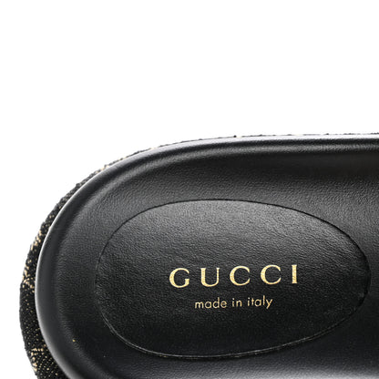 Gucci Jacquard Black Denim GG Monogram Angelina Platform 55mm Slide Sandals 38.5 Black Ivory 8 of 12