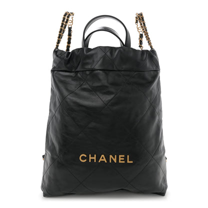Chanel Shiny Calfskin Quilted Chanel 22 Backpack Black 1 of 10