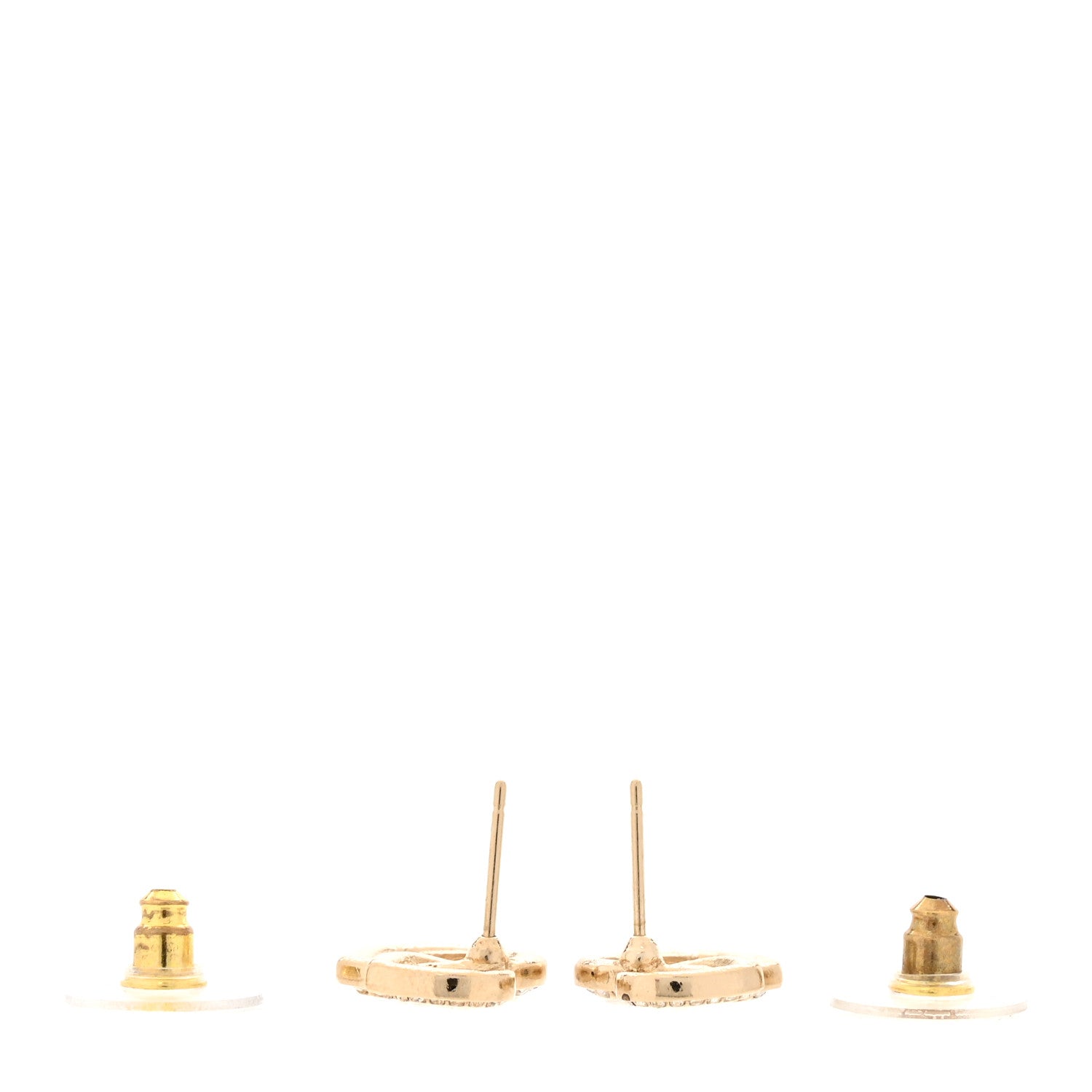 Chanel Crystal Metal CC Double Heart Earrings Gold 3 of 4
