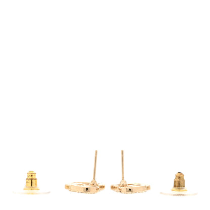 Chanel Crystal Metal CC Double Heart Earrings Gold 3 of 4