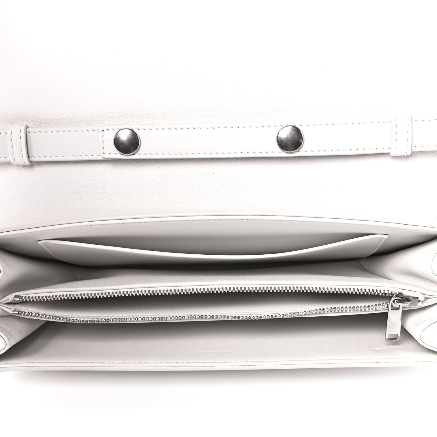 Shiny Calfskin Trapeze Triomphe Bag White