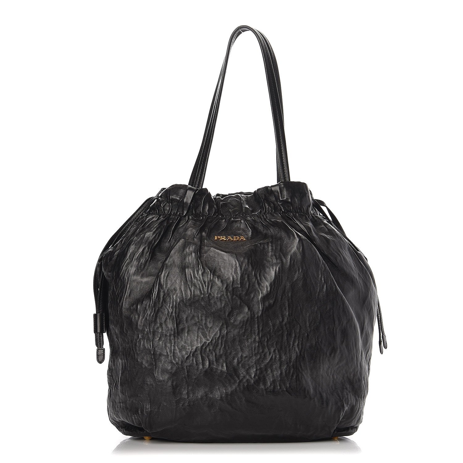 Prada Nappa Antique Shoulder Bag Black 1 of 9