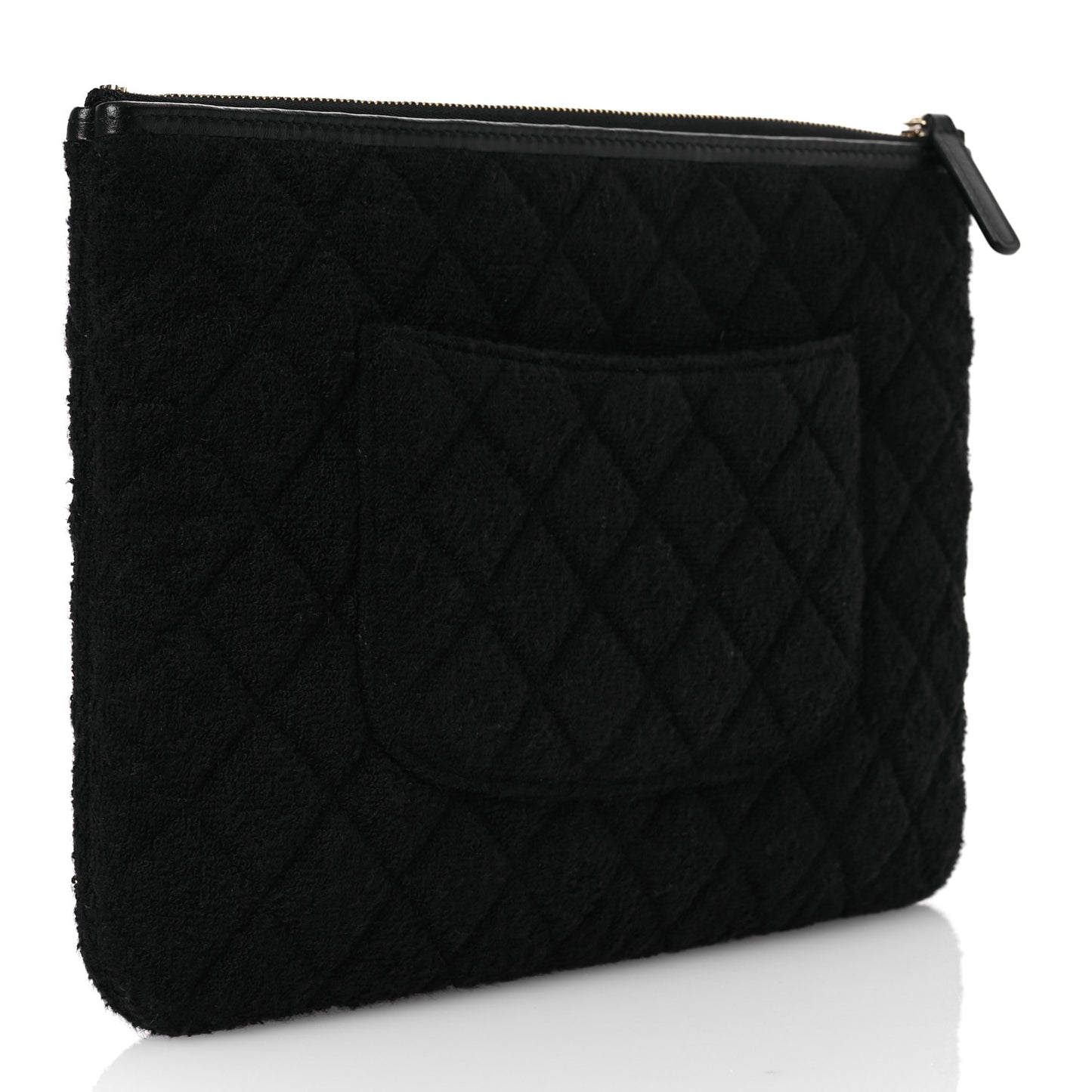 Terry Cloth Quilted Medium Cosmetic Case Black