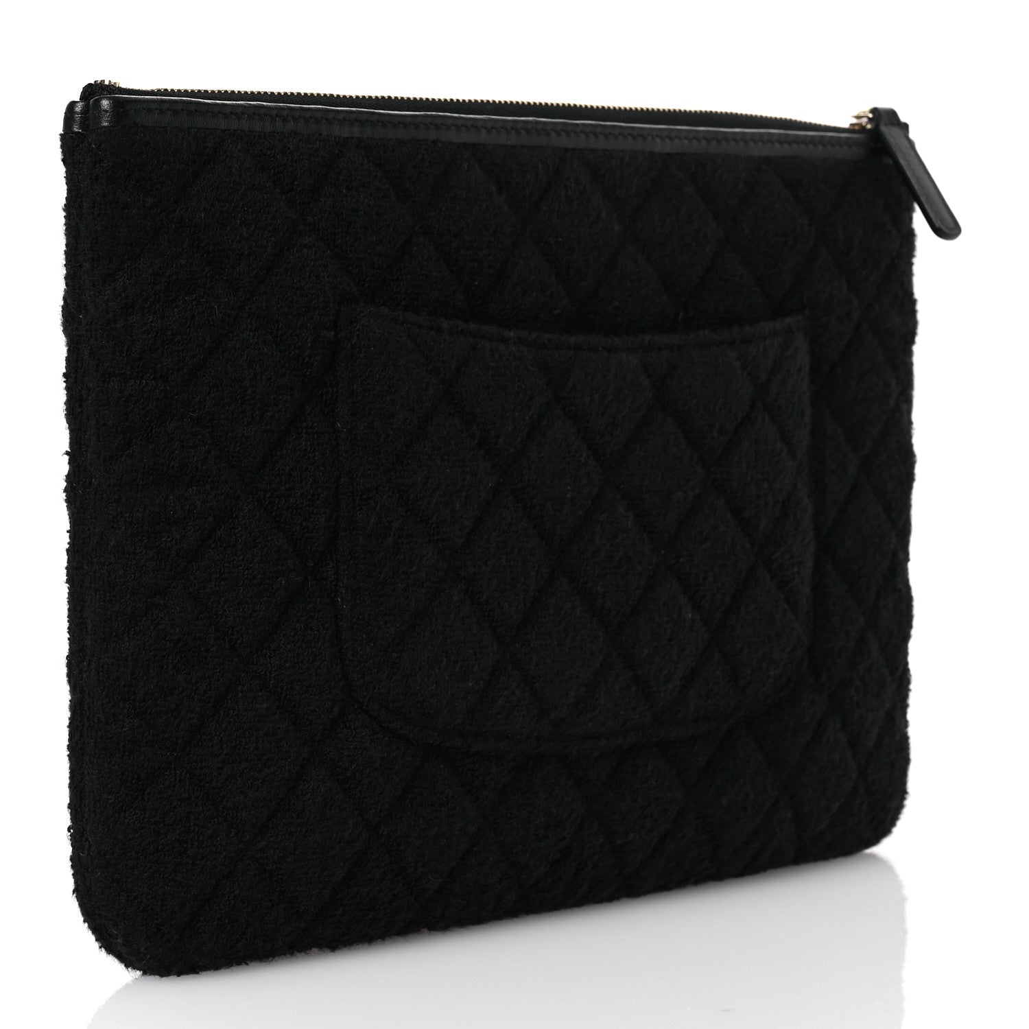 Chanel Terry Cloth Quilted Medium Cosmetic Case Black 3 of 9