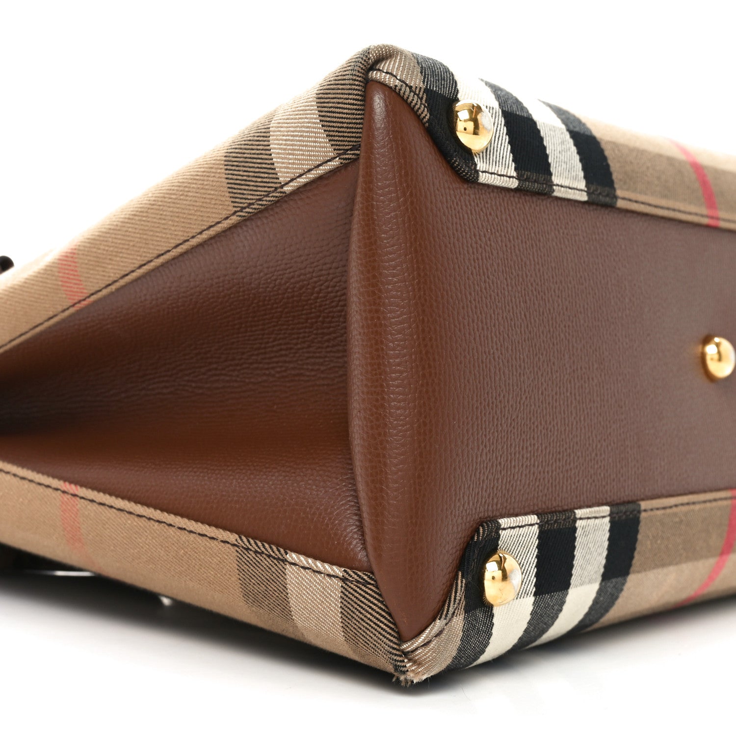 Burberry Derby Calfskin House Check Medium Banner Tote Brown 8 of 9