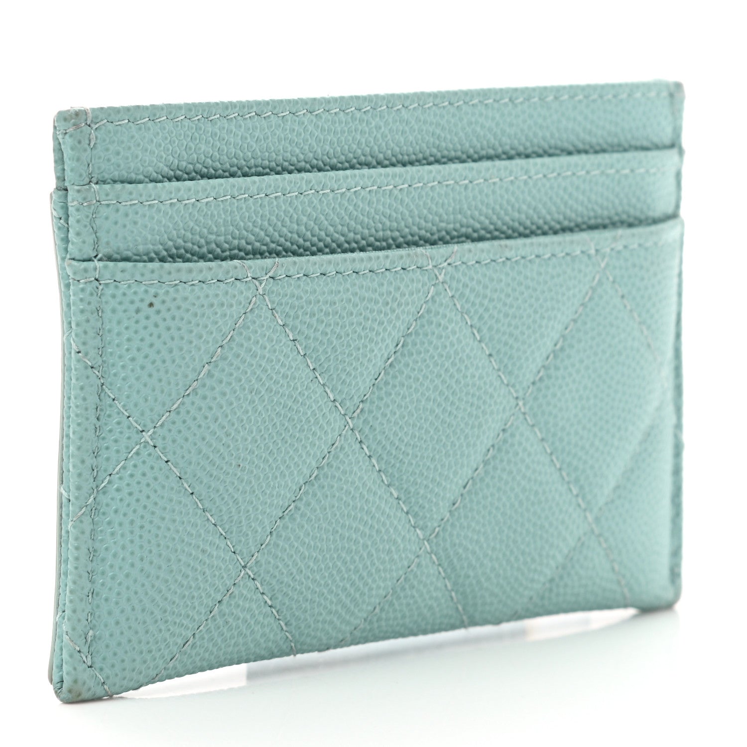 Chanel Caviar Quilted Filigree Card Holder Light Blue 3 of 13