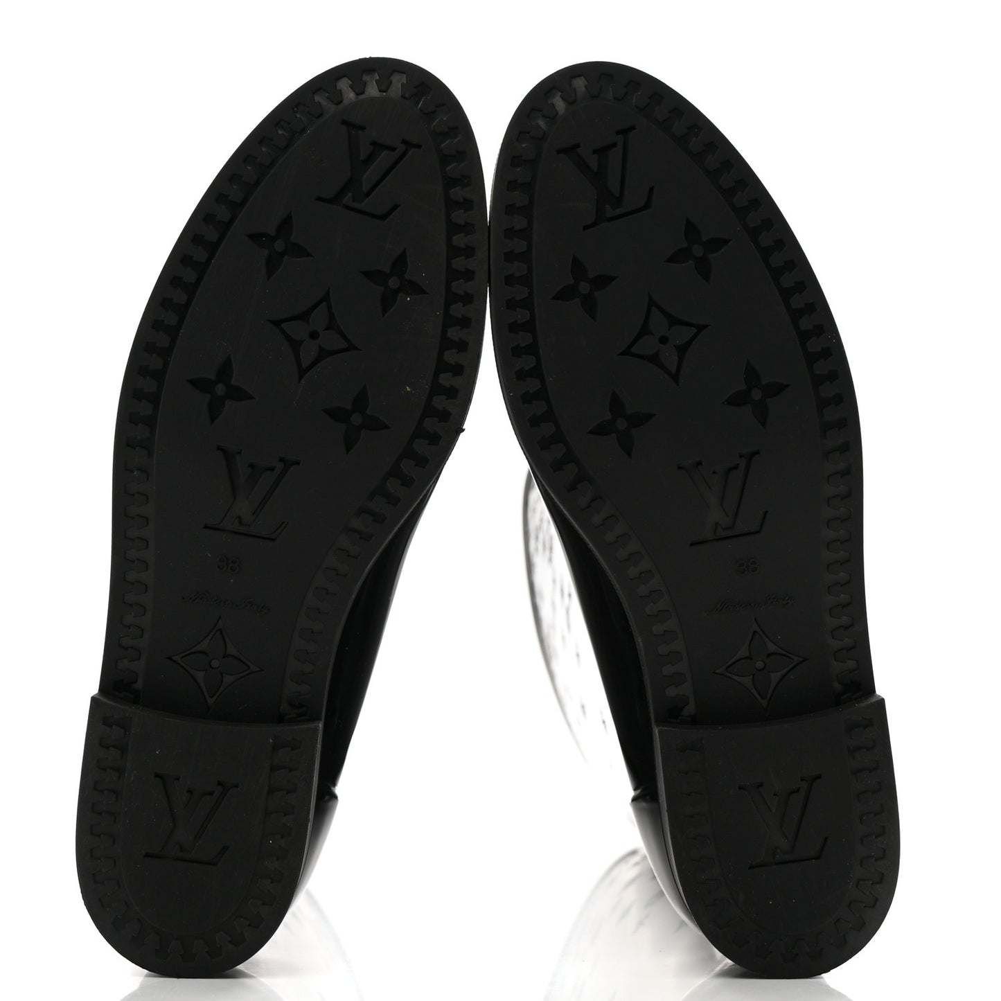 Rubber Embossed Monogram Drops High Rain Boots 38 Black